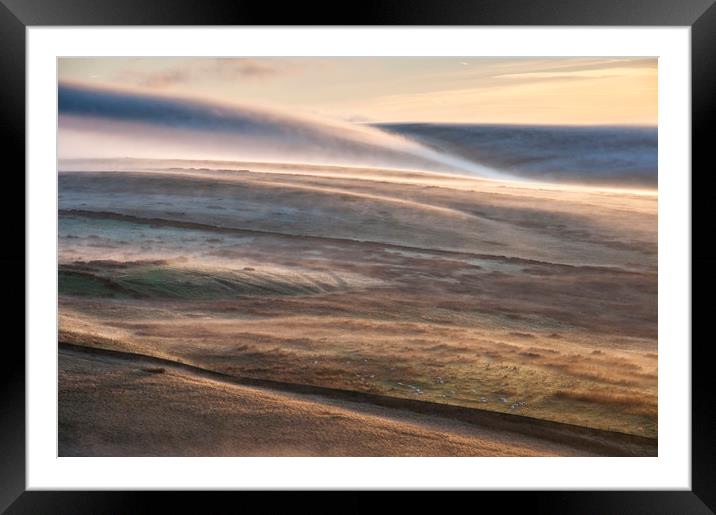 Morning mist on the moors Framed Mounted Print by Andrew Kearton