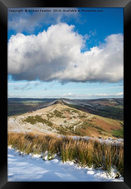 The ridge in winter, Castleton, Derbyshire Framed Print by Andrew Kearton