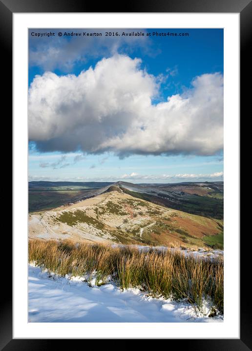 The ridge in winter, Castleton, Derbyshire Framed Mounted Print by Andrew Kearton