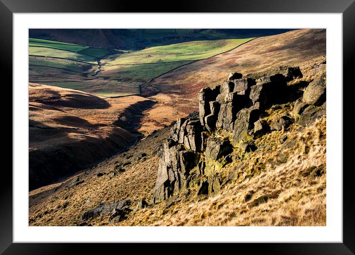 Rugged hills near Glossop Framed Mounted Print by Andrew Kearton