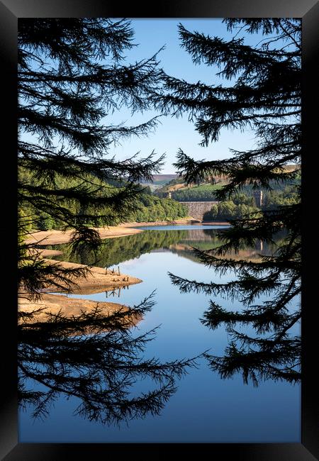 Derwent reservoir seen through the trees Framed Print by Andrew Kearton