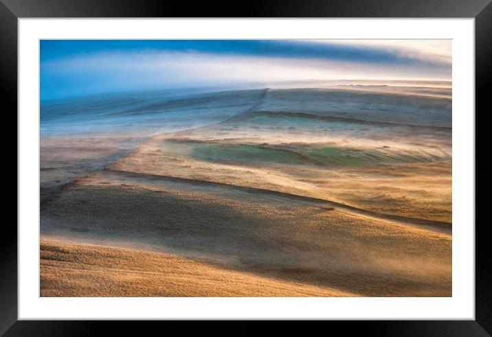 Low mist on the moors Framed Mounted Print by Andrew Kearton