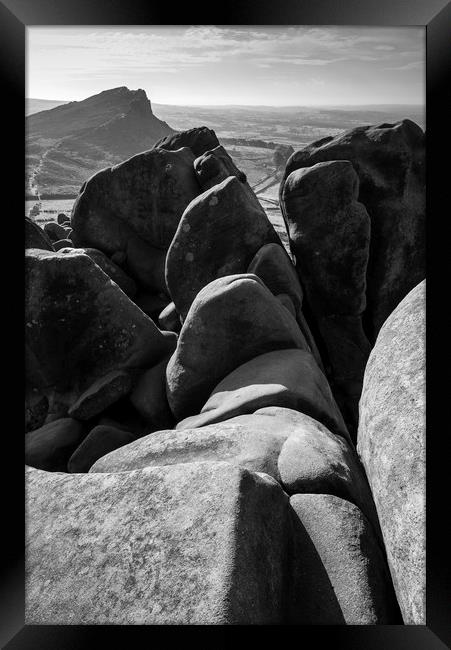 Rocky forms at The Roaches Framed Print by Andrew Kearton