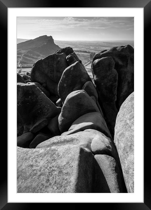 Rocky forms at The Roaches Framed Mounted Print by Andrew Kearton