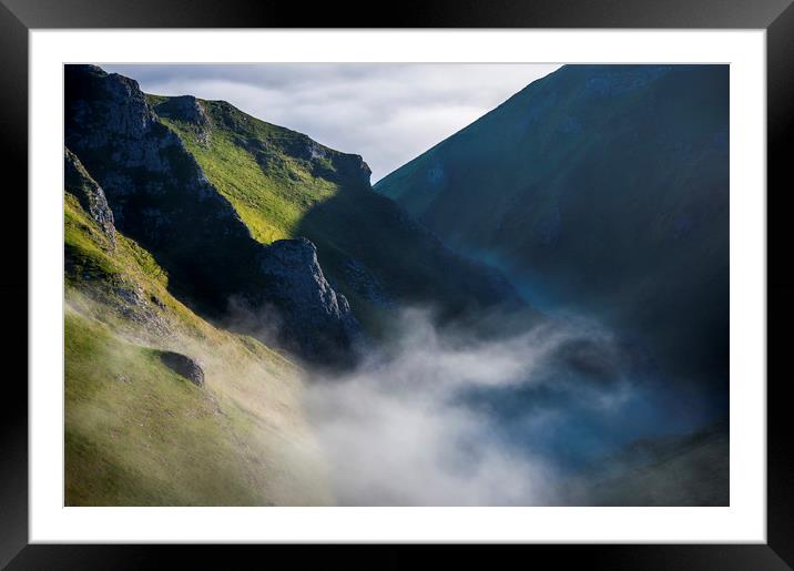 Winnats Pass mist Framed Mounted Print by Andrew Kearton