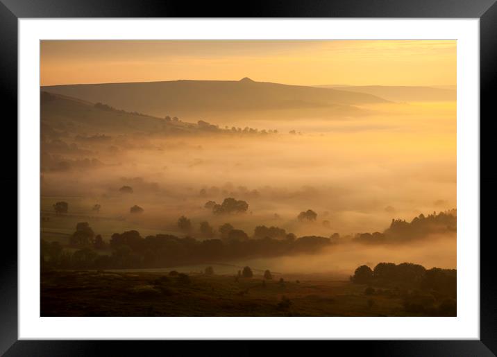 Golden mist in the Hope valley Framed Mounted Print by Andrew Kearton