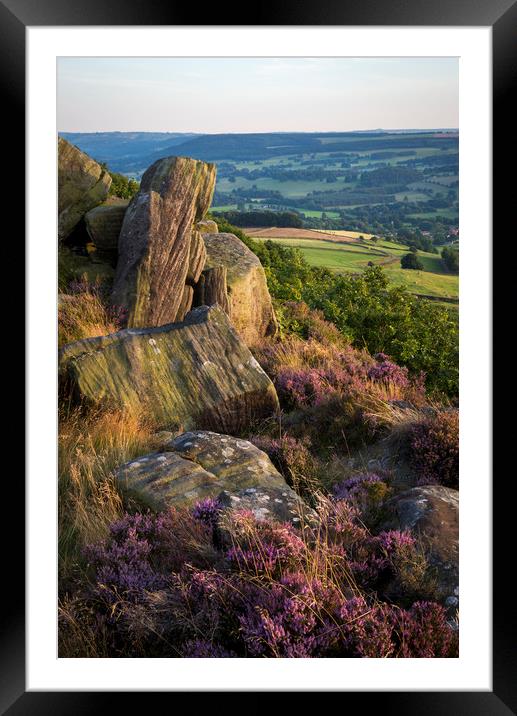 Summer colours on Baslow edge Framed Mounted Print by Andrew Kearton