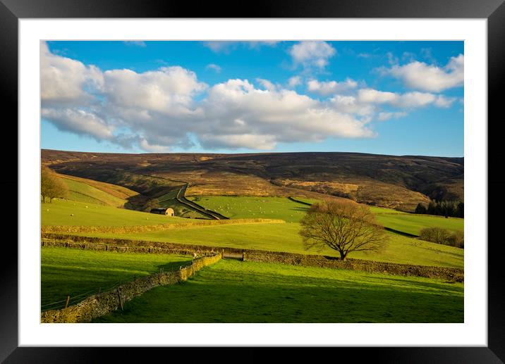 Spring evening at Moorfield, Glossop, Derbyshire Framed Mounted Print by Andrew Kearton