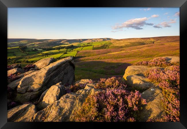 Summer evening at the Worm Stones, Glossop Framed Print by Andrew Kearton