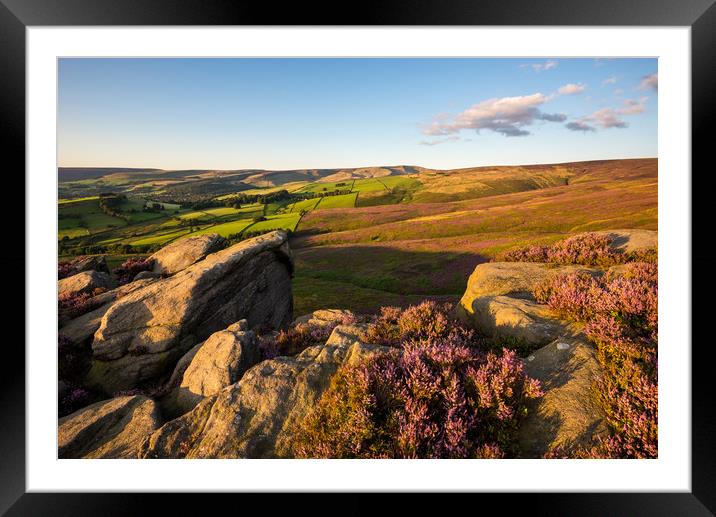 Summer evening at the Worm Stones, Glossop Framed Mounted Print by Andrew Kearton