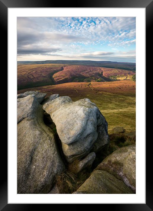 Northern moors in late summer Framed Mounted Print by Andrew Kearton