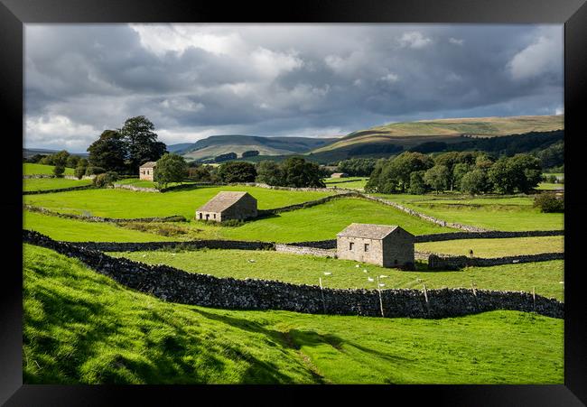 Old stone barns in the Yorkshire Dales Framed Print by Andrew Kearton