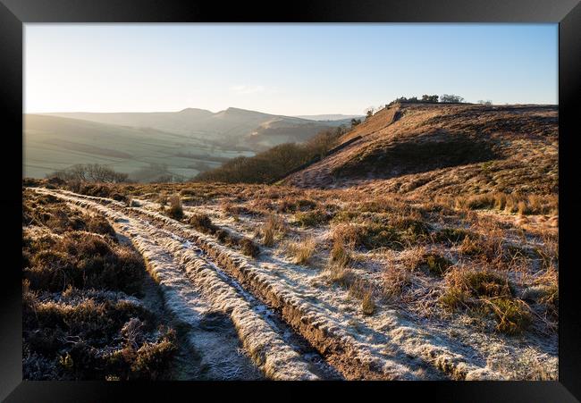 Frosty morning in the hills of the Peak DIstrict Framed Print by Andrew Kearton