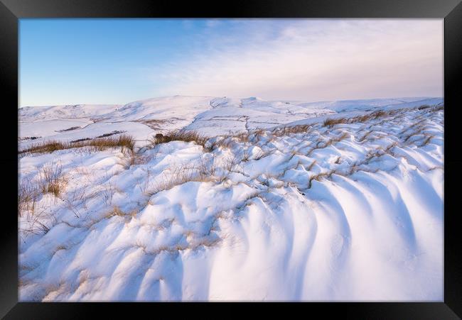 Peak District snowdrifts Framed Print by Andrew Kearton