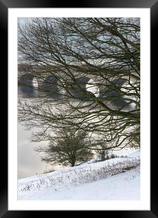 Ashopton viaduct on a winter morning Framed Mounted Print by Andrew Kearton