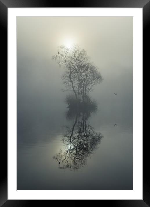 Island in the fog Framed Mounted Print by Andrew Kearton