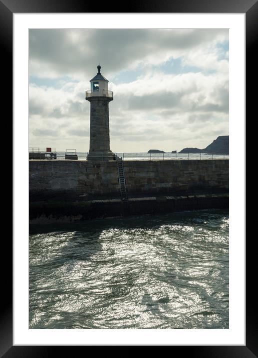 Lighthouse at Whitby, North Yorkshire, England Framed Mounted Print by Andrew Kearton