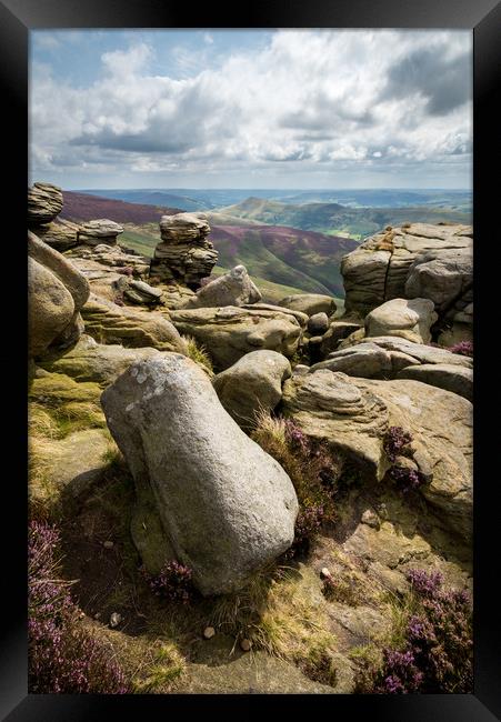 Rock forms on Upper Tor, Kinder Scout, Derbyshire Framed Print by Andrew Kearton