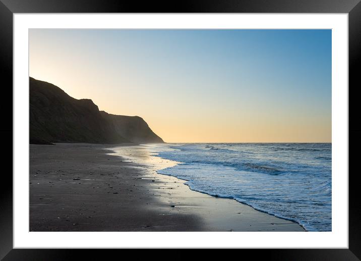 Cattersty Sands at dusk, North Yorkshire, England Framed Mounted Print by Andrew Kearton
