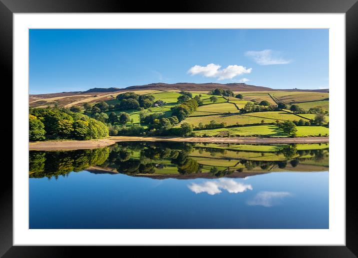 Reflections on Ladybower reservoir Framed Mounted Print by Andrew Kearton