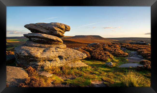 Hathersage Moor in autumn Framed Print by Andrew Kearton