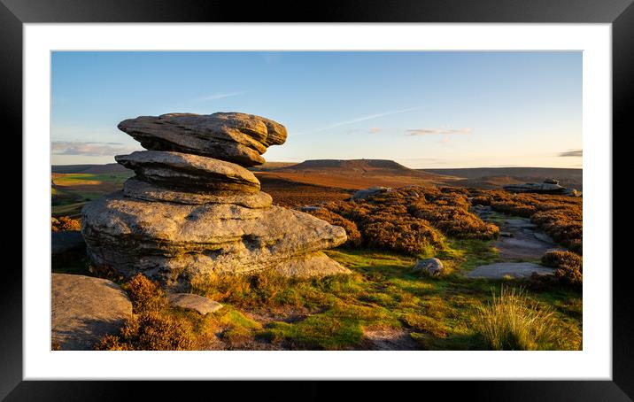 Hathersage Moor in autumn Framed Mounted Print by Andrew Kearton