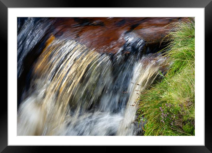 Clear water in a moorland stream Framed Mounted Print by Andrew Kearton