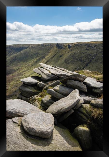 Rocks on Kinder Scout, Peak District Framed Print by Andrew Kearton