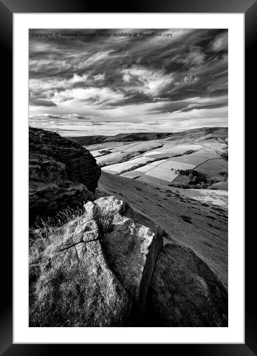 Wispy clouds over a Peak District landscape Framed Mounted Print by Andrew Kearton