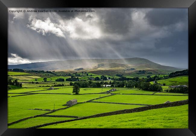 Sunbeams at Hawes in the Yorkshire Dales Framed Print by Andrew Kearton