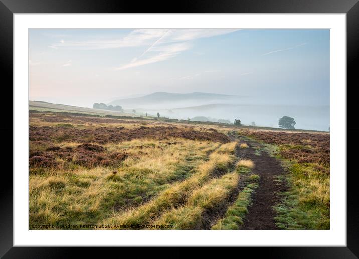 Misty autumn morning near Rowarth, Derbyshire Framed Mounted Print by Andrew Kearton