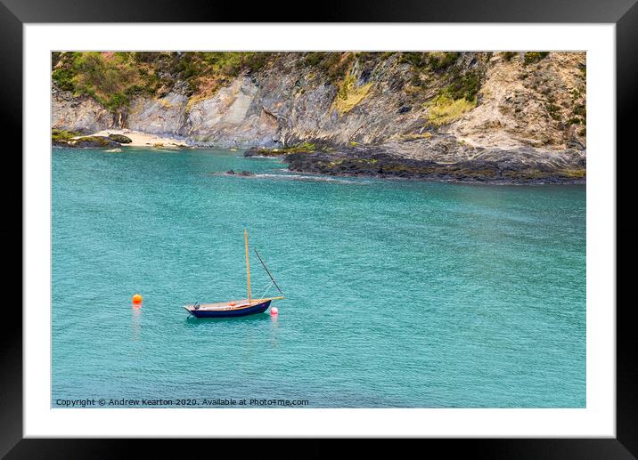 Sailboat at Cwm-yr-Eglwys, Pembrokeshire, Wales Framed Mounted Print by Andrew Kearton