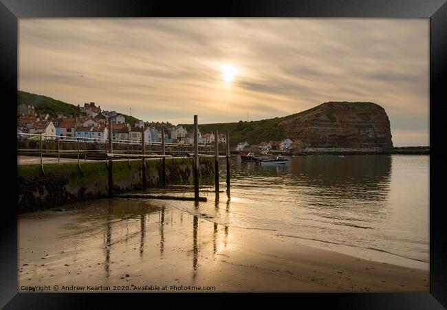 Staithes harbour, North Yorkshire Framed Print by Andrew Kearton