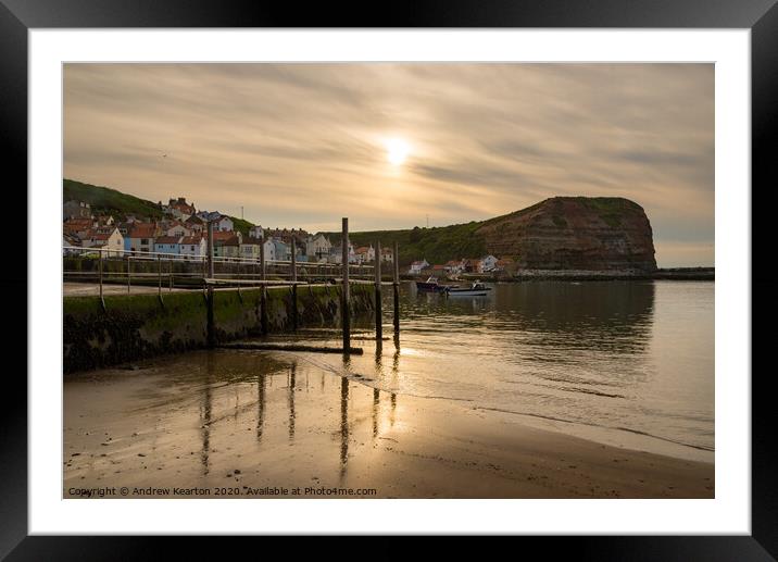 Staithes harbour, North Yorkshire Framed Mounted Print by Andrew Kearton