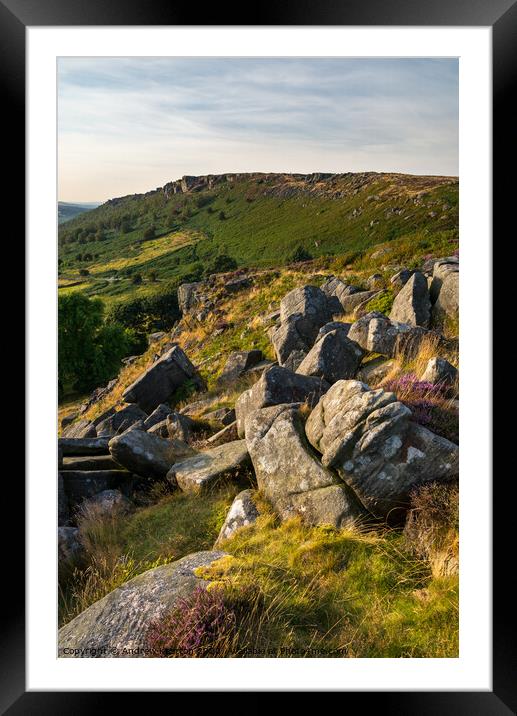 Baslow Edge and Curbar Edge, Peak District Framed Mounted Print by Andrew Kearton