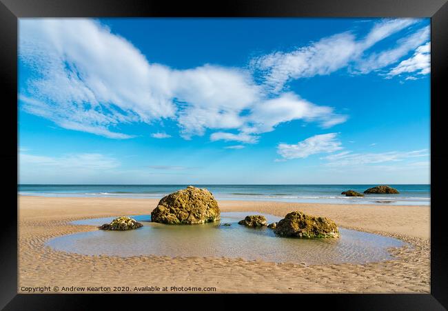 Rock pool at Filey Bay, North Yorkshire Framed Print by Andrew Kearton