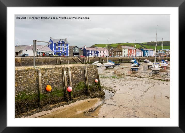 Aberaeron harbour, Wales Framed Mounted Print by Andrew Kearton