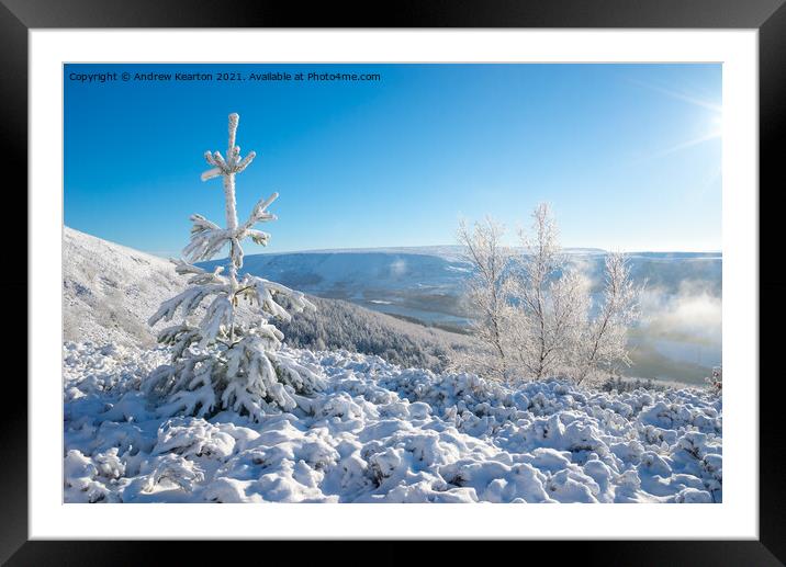 Snow in the Longdendale Valley, Derbyshire, England Framed Mounted Print by Andrew Kearton