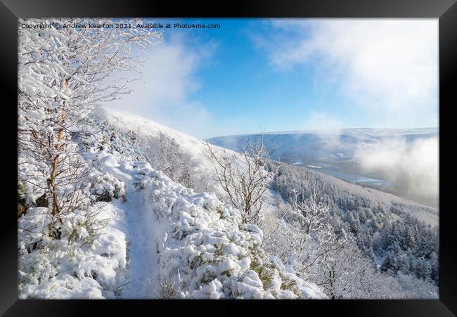 Longdendale Valley in winter Framed Print by Andrew Kearton