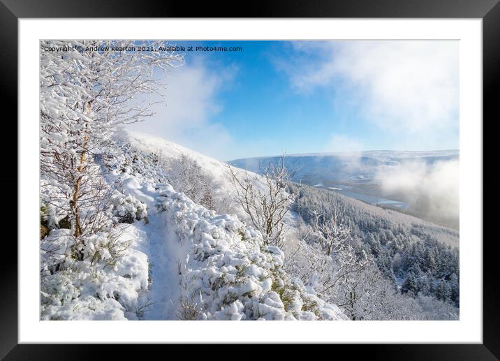 Longdendale Valley in winter Framed Mounted Print by Andrew Kearton
