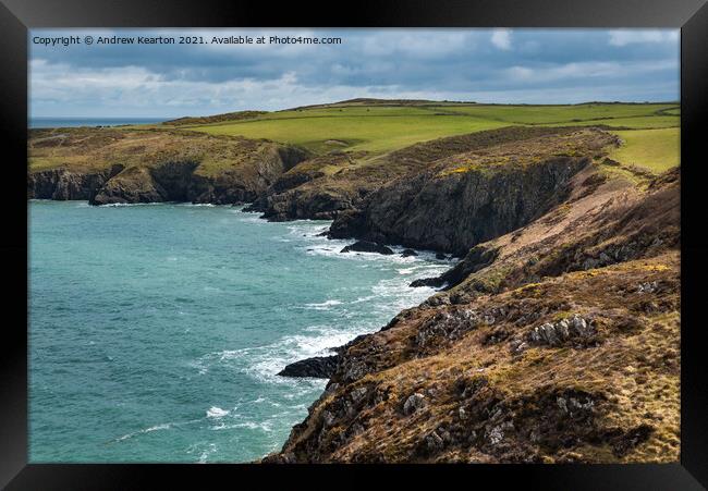 Rugged coastline in North Pembrokeshire Framed Print by Andrew Kearton