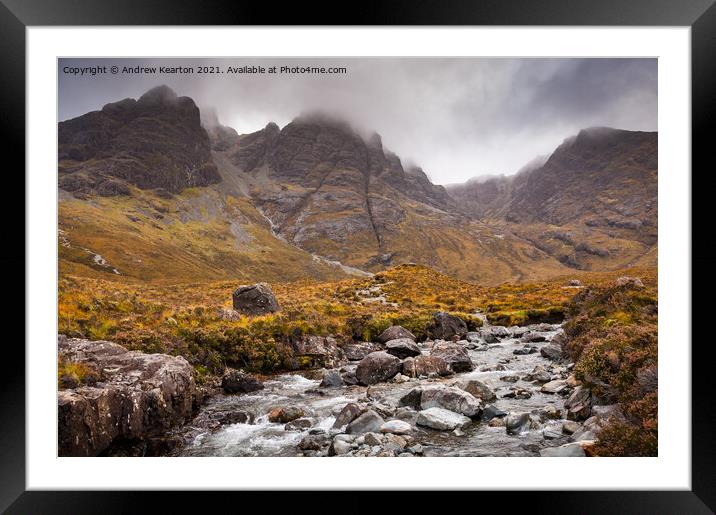 Mountainous scenery on the Isle of Skye, Scottish highlands Framed Mounted Print by Andrew Kearton