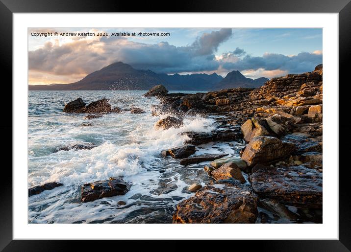 Elgol beach and the Cuillins, Isle of Skye, Scotla Framed Mounted Print by Andrew Kearton
