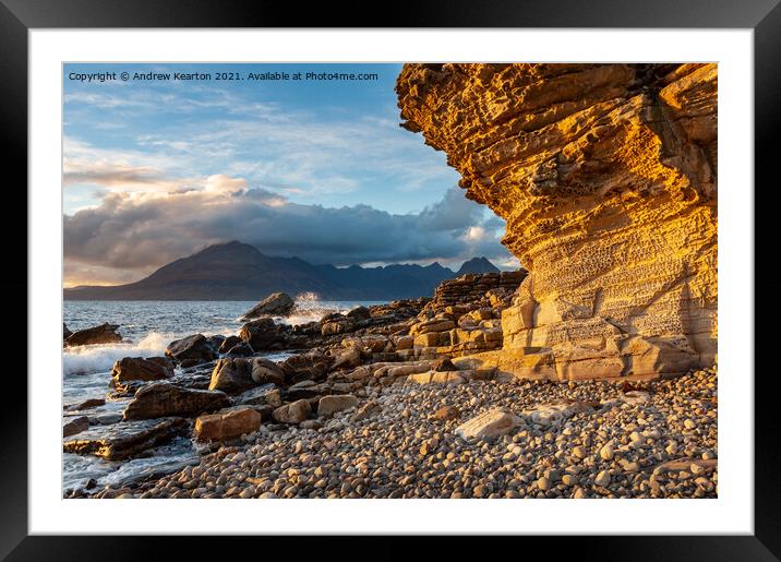 Elgol beach and the Cuillins, Isle of Skye, Scotla Framed Mounted Print by Andrew Kearton