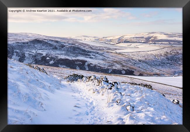 Snow in the hills of the High Peak, Derbyshire Framed Print by Andrew Kearton