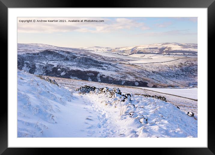 Snow in the hills of the High Peak, Derbyshire Framed Mounted Print by Andrew Kearton