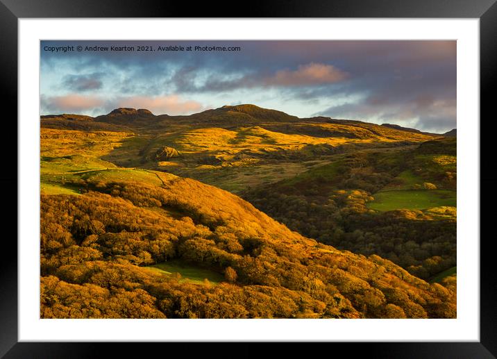 Autumn colour in hills near Harlech, North Wales Framed Mounted Print by Andrew Kearton