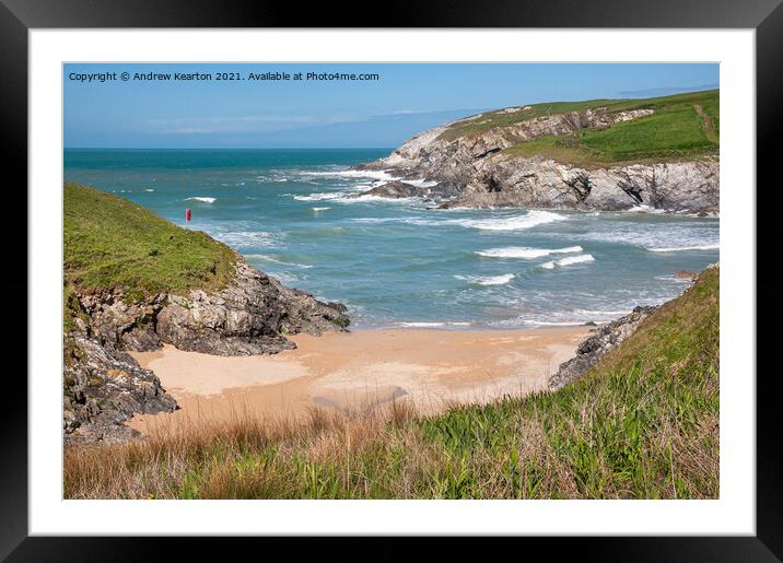 Porth Joke beach, Newquay, Cornwall Framed Mounted Print by Andrew Kearton