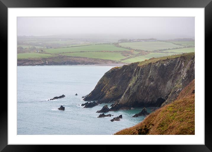 Moody weather at Abermawr, Pembrokeshire, Wales Framed Mounted Print by Andrew Kearton