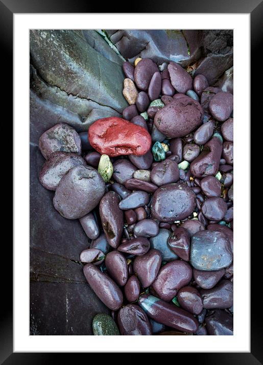 Purple rocks at Abermawr, Pembrokeshire, Wales Framed Mounted Print by Andrew Kearton